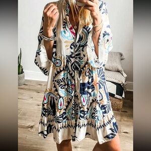 Women Casual Loose Floral Holiday Dress